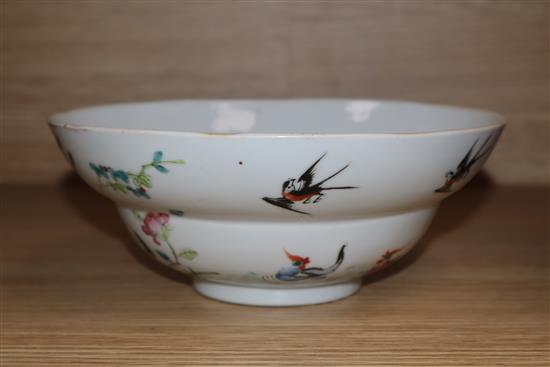 A Chinese bowl decorated with birds and ducks diameter 20.5cm